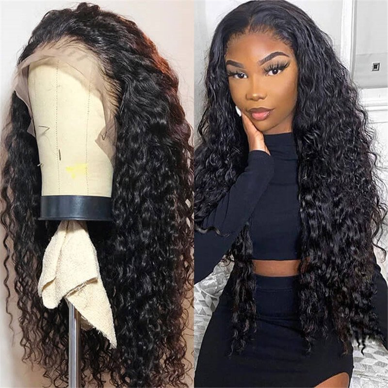 Water Wave 13*4 Lace Frontal Wigs Human Hair Pre Plucked Real Hd Lace Wig 150% Density