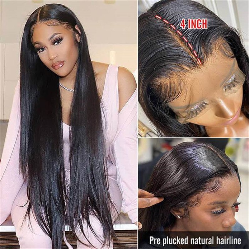 13*4 Hd Lace Front Wigs Straight Human Hair Pre Plucked Glueless Frontal Wig For Women