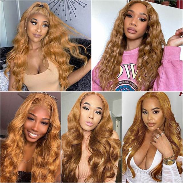 #27 Colored 13*4 Hd Lace Frontal Wigs Pre Plucked Straight /Body Wave/ Curly /Deep Wave