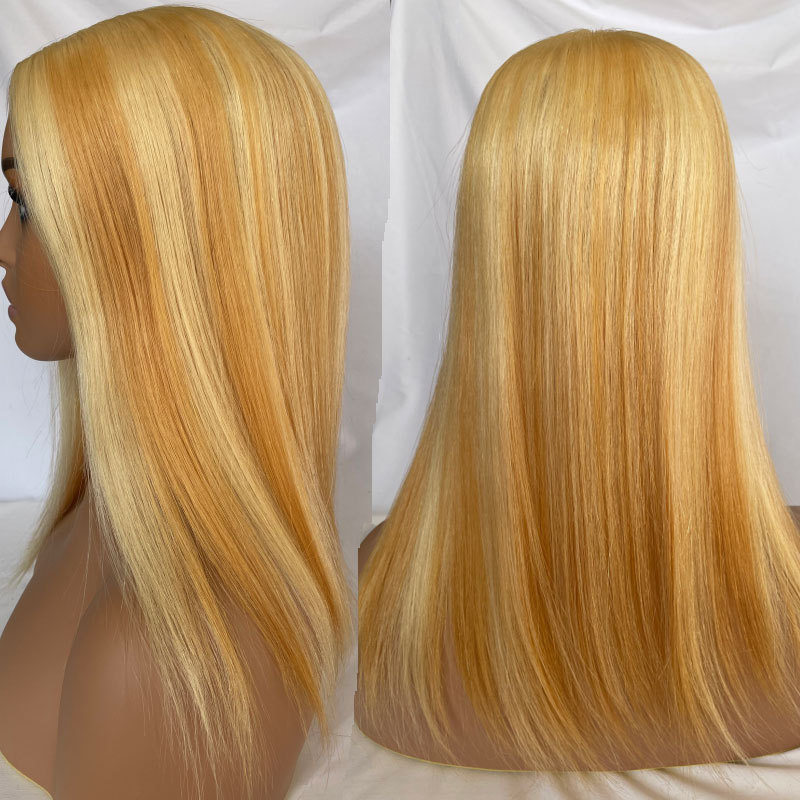 613 Blonde Straight Lace Closure Human Hair Silk Base Top Closure Topper For Women Hair Pieces Clip in Crown Middle Part Closrue 16Inch