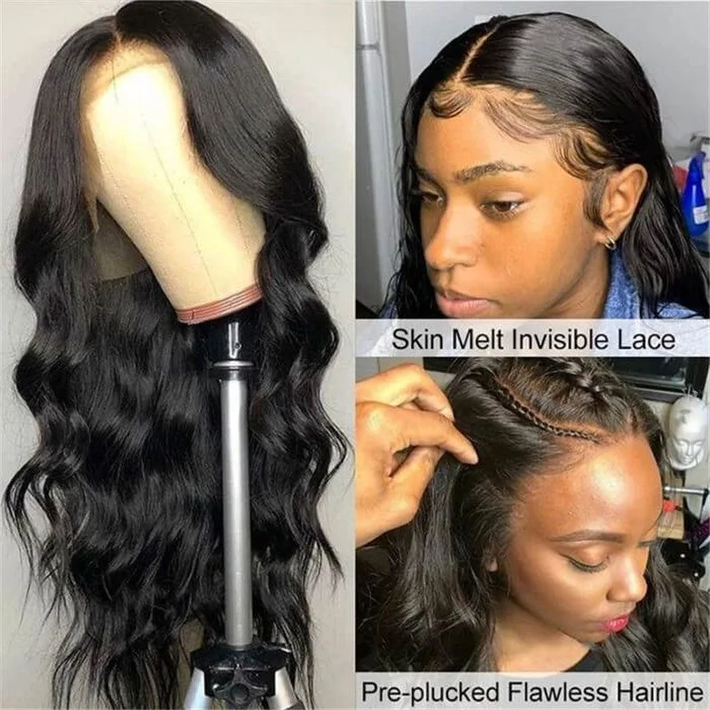 Body Wave 13*6 Hd Transparent Lace Front Wigs 100% Human Hair Pre Plucked 30 Inch