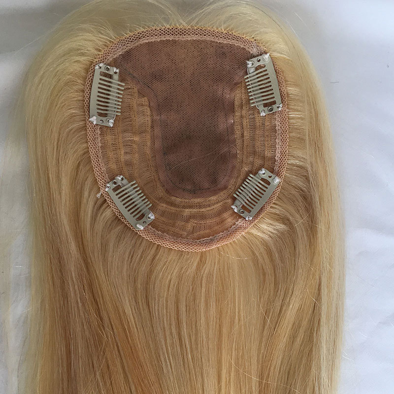 Brazilian 613 Lace Closure With Baby Hair Silk Base Straight Human Hair MiddlePart Closure Remy Hair Extension Clip In Top27P613