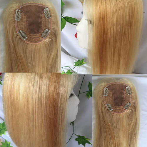 10x12cm Silk Base Hair Topper Clip in Human Hair for Women Natural Hairpiece Top Crown Hair Clip