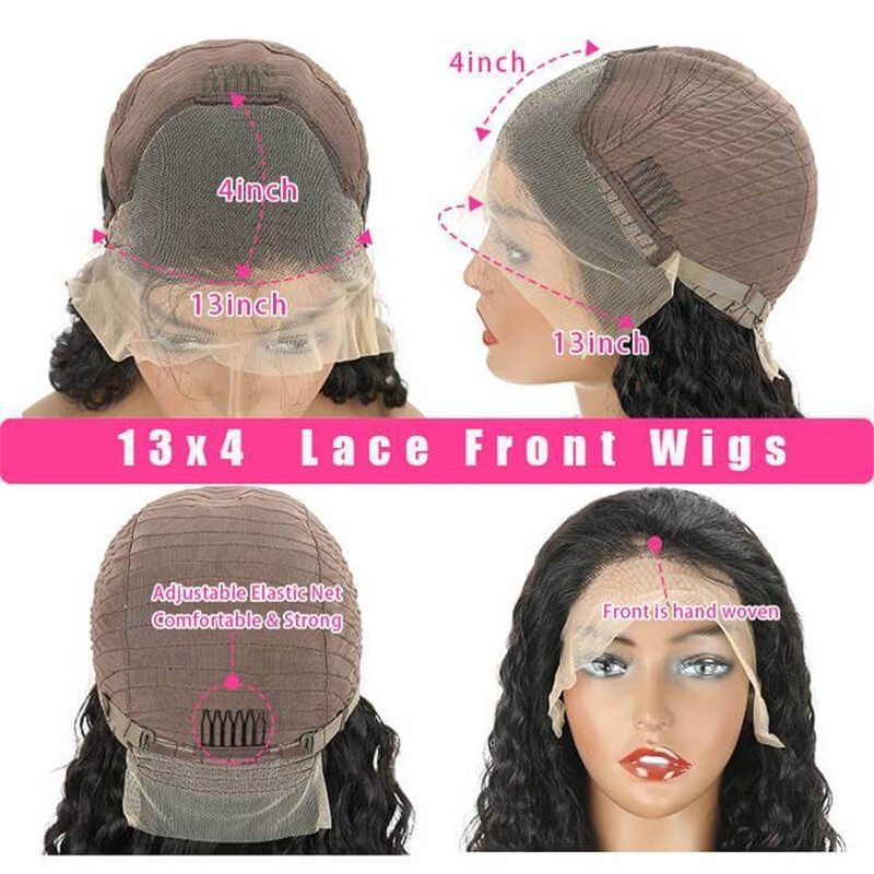 Glueless Water Wave 13X4 Hd Lace Front Wig Pre Plucked Natural Hairline 100% Virgin Human Hair Wigs