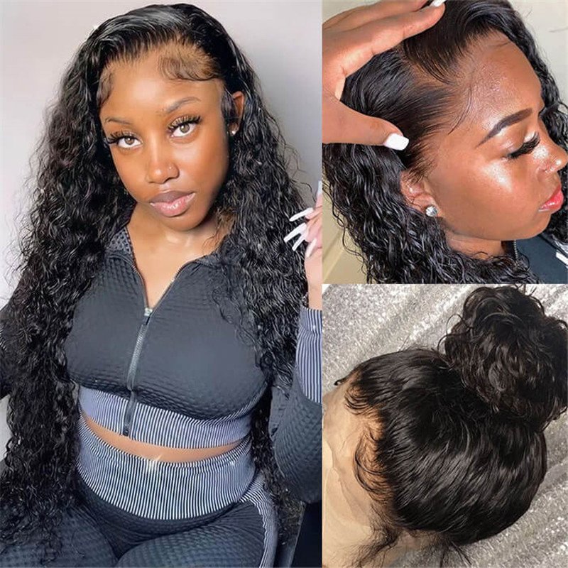 Water Wave 13*4 Lace Frontal Wigs Human Hair Pre Plucked Real Hd Lace Wig 150% Density