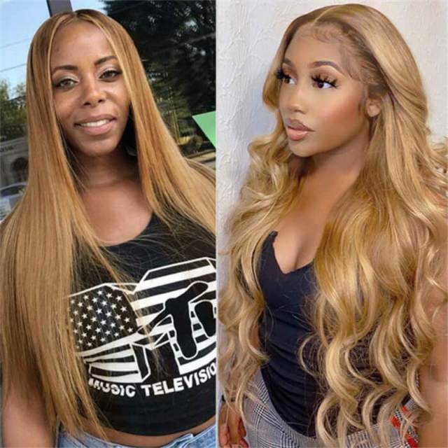 #27 Colored 13*4 Hd Lace Frontal Wigs Pre Plucked Straight /Body Wave/ Curly /Deep Wave