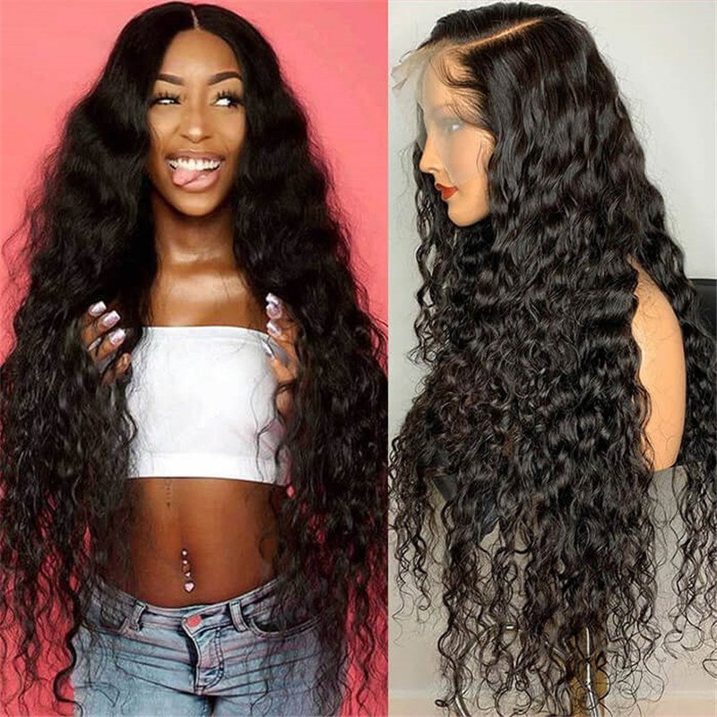 Glueless Water Wave 13X4 Hd Lace Front Wig Pre Plucked Natural Hairline 100% Virgin Human Hair Wigs