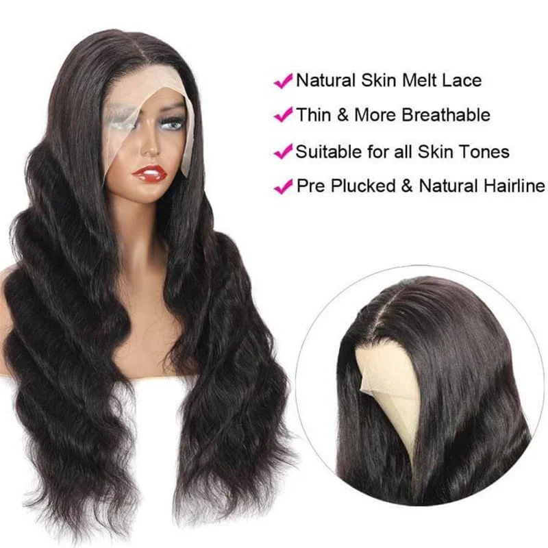 Body Wave 13*6 Hd Transparent Lace Front Wigs 100% Human Hair Pre Plucked 30 Inch