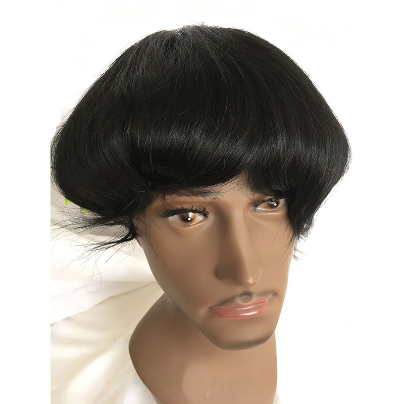 Swiss Full Lace Men's Toupee 1B Black Color 100%Remy Human Hair Toupee For Men 8*10Inch French Lace Mens Wigs Hair System Stock