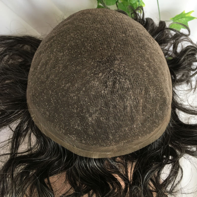 Full Franch Lace Base Toupee for Men 10x8" Human Hair pieces Men's Toupee Replacement System Men Wigs Human Hair Pieces 1B/80 Color