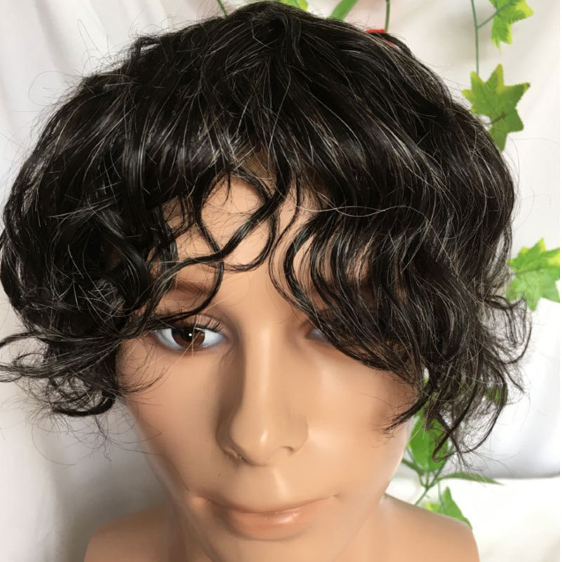 Full Franch Lace Base Toupee for Men 10x8" Human Hair pieces Men's Toupee Replacement System Men Wigs Human Hair Pieces 1B/80 Color