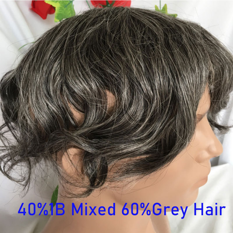 Full Franch Lace Base Toupee for Men 10x8" Human Hair pieces Men's Toupee Replacement System Men Wigs Human Hair Pieces 1B/80 Color