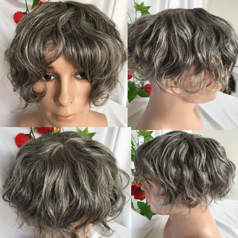 Full Franch Lace Base Toupee for Men 10x8" Human Hair pieces Men's Toupee Replacement System Men Wigs Human Hair Pieces 1B/80 Color