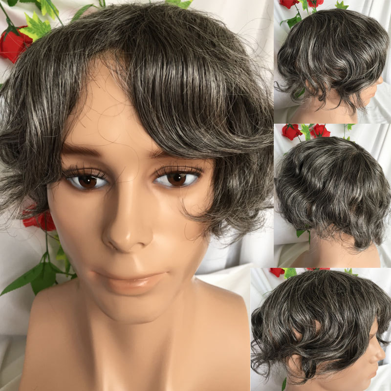 Full Franch Lace Base Toupee for Men 10x8" Human Hair pieces Men's Toupee Replacement System Men Wigs Human Hair Pieces 1B/80 Color