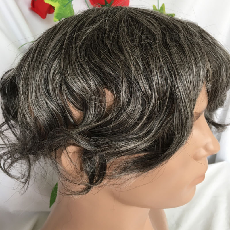Full Franch Lace Base Toupee for Men 10x8" Human Hair pieces Men's Toupee Replacement System Men Wigs Human Hair Pieces 1B/80 Color