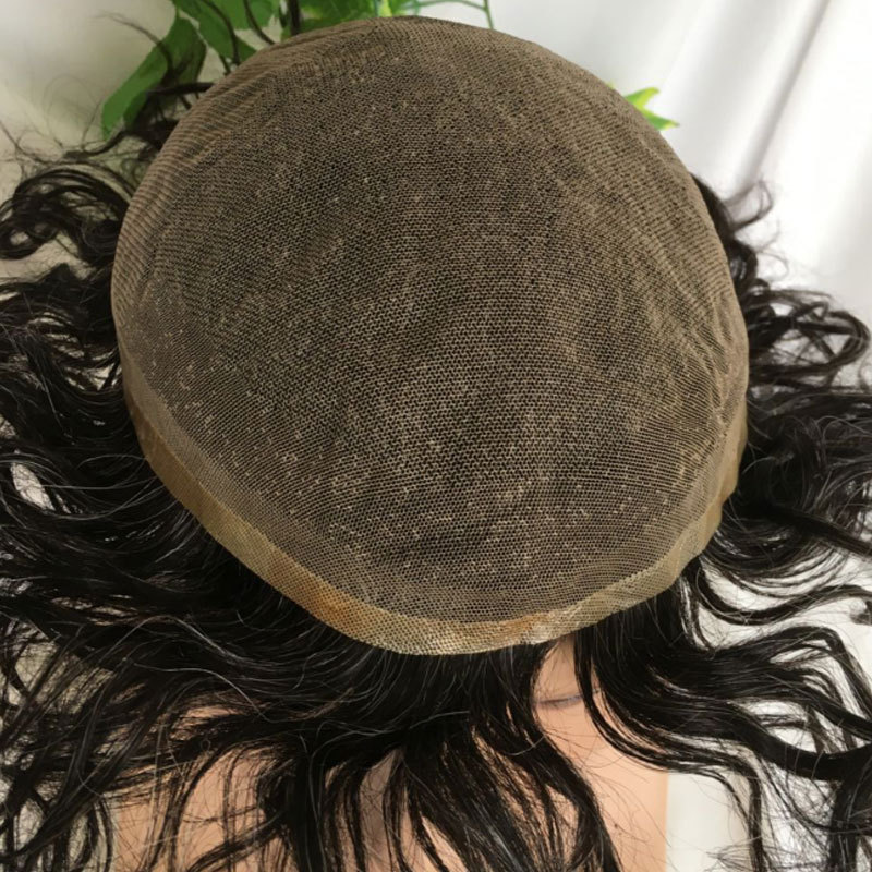 Full Franch Lace Base Toupee for Men 10x8" Human Hair pieces Men's Toupee Replacement System Men Wigs Human Hair Pieces 1B/80 Color