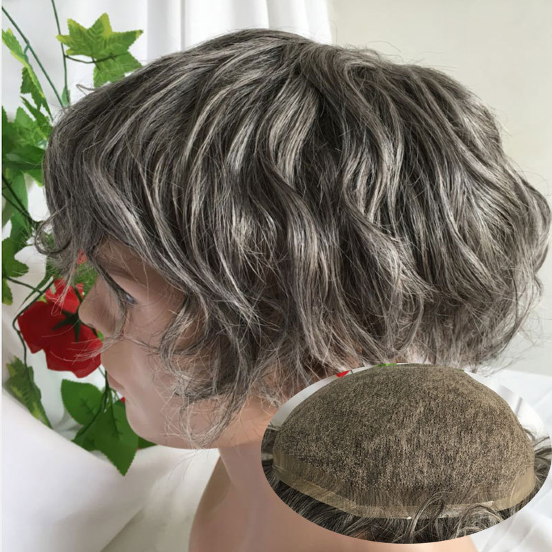 Full Franch Lace Base Toupee for Men 10x8" Human Hair pieces Men's Toupee Replacement System Men Wigs Human Hair Pieces 1B/80 Color