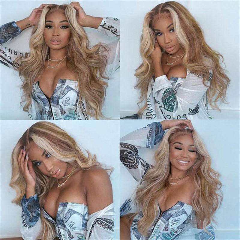 613/30 Highlights Virgin Brazilian Silky Human Hair 13X4 Hd Lace Front Wig For Black Women