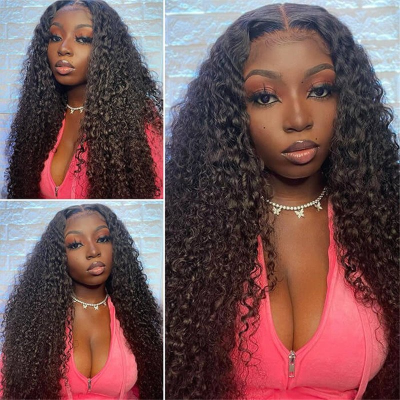 Kinky Curly 4X4 Hd Lace Closure Wig  Glueless Human Hair Lace Wig 150% Density For Sale