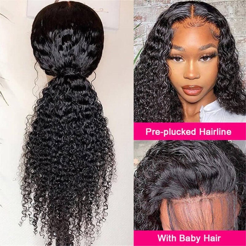 Kinky Curly 4X4 Hd Lace Closure Wig  Glueless Human Hair Lace Wig 150% Density For Sale