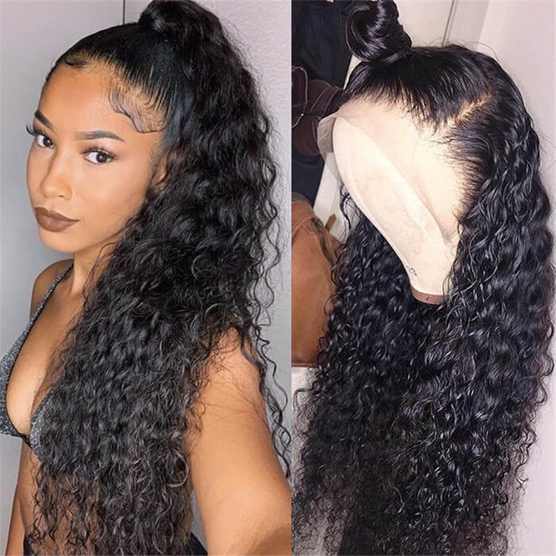 Water Wave Wigs 360 Lace Frontal Wigs Glueless Human Hair 130% 180% Density Natural Looking Wigs