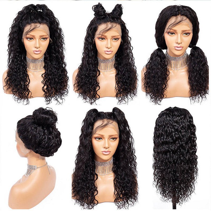 Water Wave Wigs 360 Lace Frontal Wigs Glueless Human Hair 130% 180% Density Natural Looking Wigs