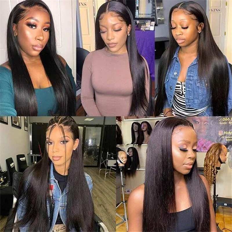 5*5 Hd Lace Closure Wigs Straight Virgin Human Hair Wig Pre Plucked For African American For Sale