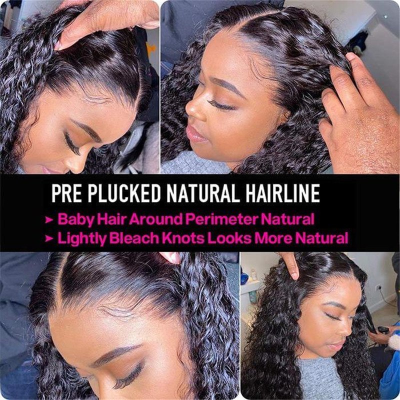 Water Wave 4X4 Hd Transparent Lace With Closure Wet And Wavy Wigs 150% Density Human Hair Natural Hairline