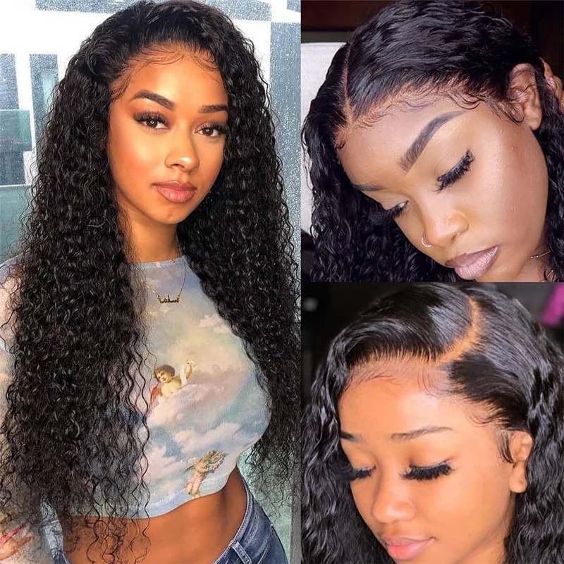 Kinky Curly 4X4 Hd Lace Closure Wig  Glueless Human Hair Lace Wig 150% Density For Sale