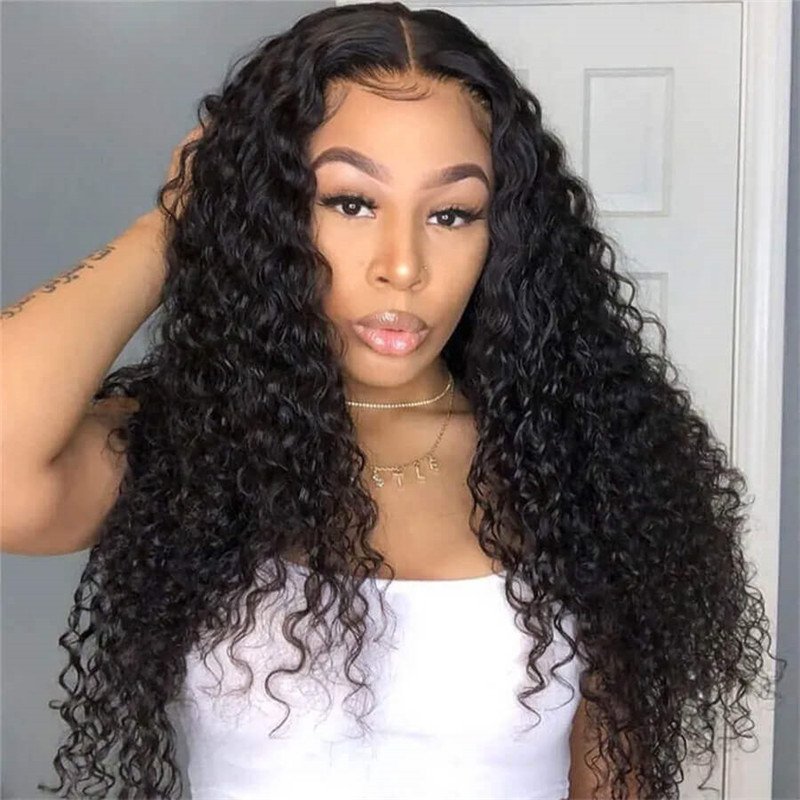 360 Lace Frontal Wig Human Hair 150% Density Glueless Deep Wave Wig Beauty Supply For Sale