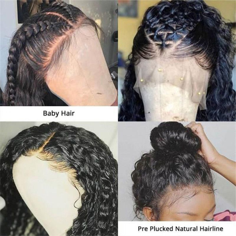 360 Lace Frontal Kinky Curly 150% Density Natural Hairline Beach Curl Human Hair Wigs