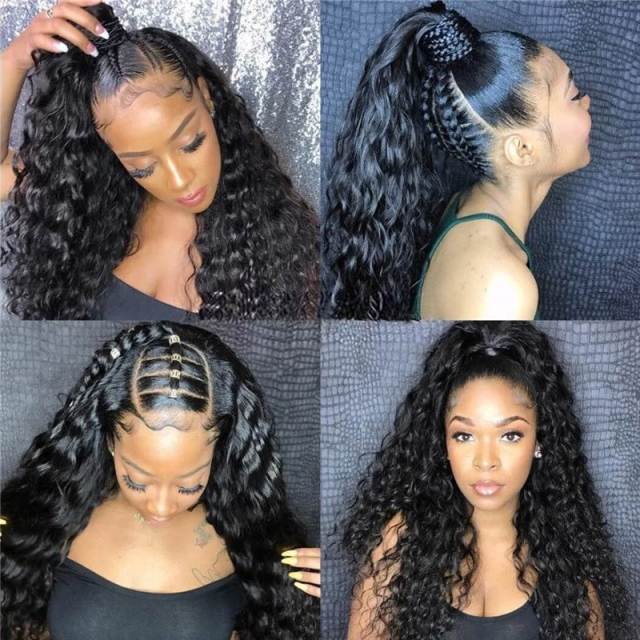 Water Wave Wigs 360 Lace Frontal Wigs Glueless Human Hair 130% 180% Density Natural Looking Wigs