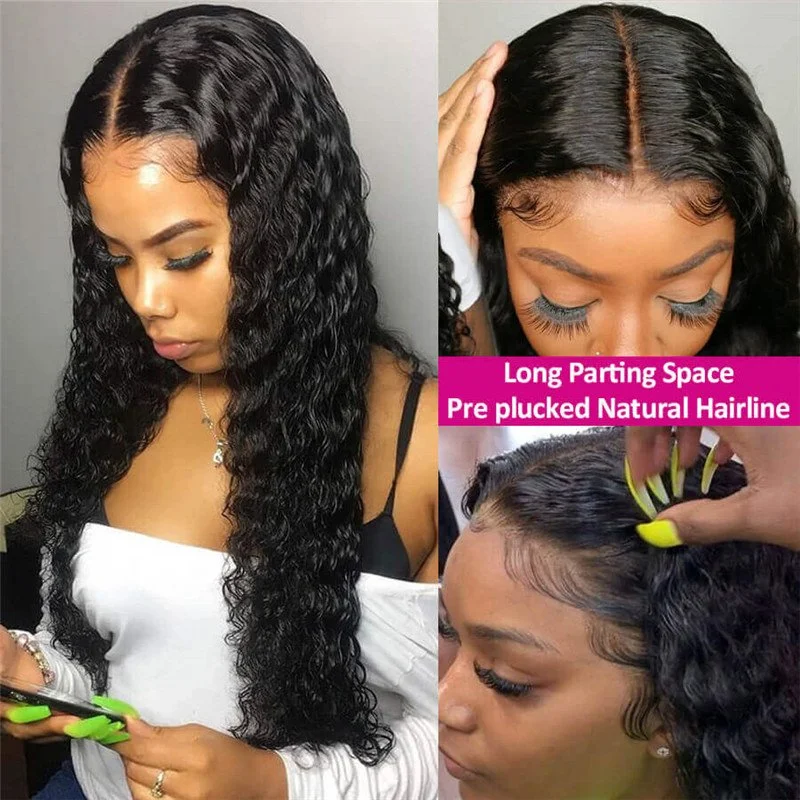 360 Lace Frontal Wig Human Hair 150% Density Glueless Deep Wave Wig Beauty Supply For Sale