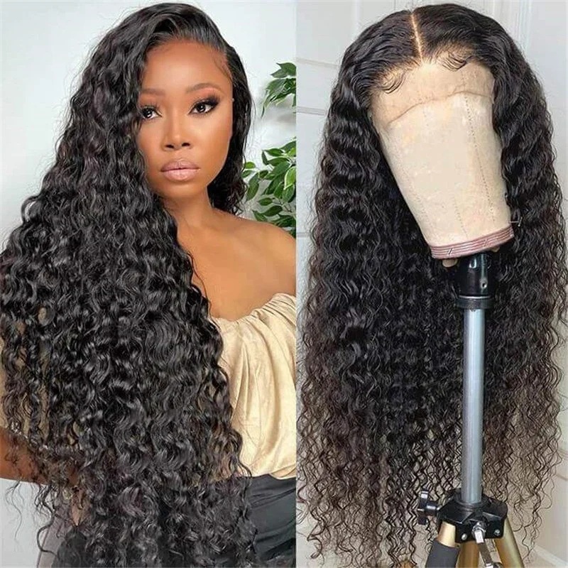 Deep Wave Human Hair 5X5 Hd Transparent Lace Closure Fringe Wigs Cost Glueless Brazilian Lace Wig For Women