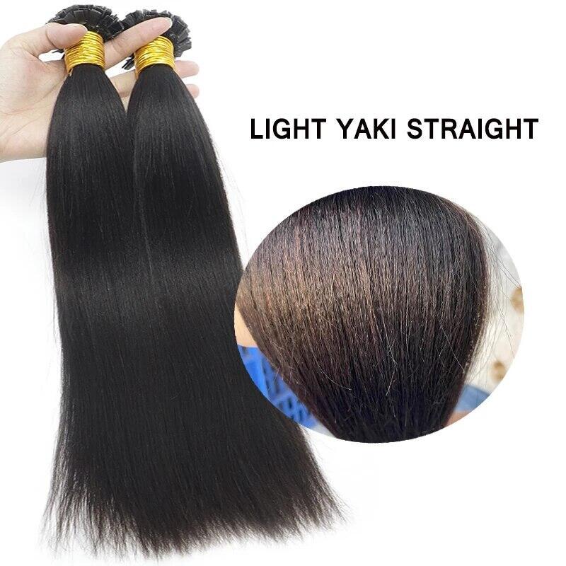 Coarse Yaki Straight Flat K Tips Microlink Hair Extensions  Yaki K Tip Human Hair Extensions 12A Virgin Hair Extensions