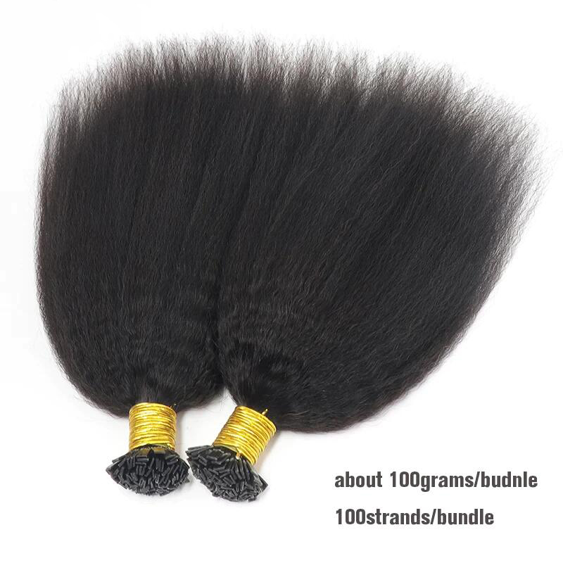 K Tip Hair Extensions Human Hair Kinky Straight Virgin Indian Human Hair Bundles K Flat Fusion Microlinks Hair Extensions For Black Women