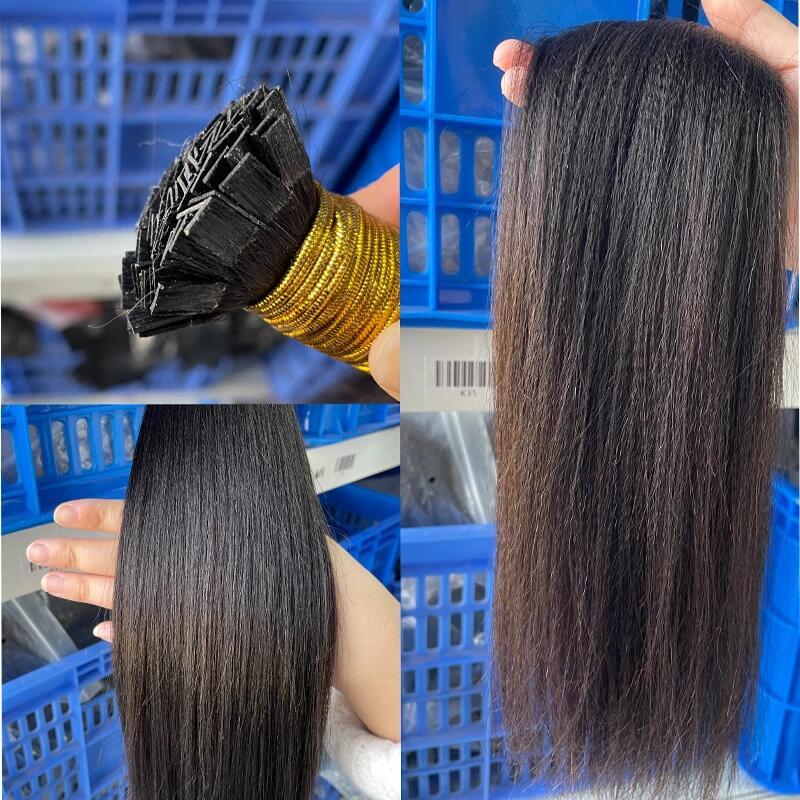 Coarse Yaki Straight Flat K Tips Microlink Hair Extensions  Yaki K Tip Human Hair Extensions 12A Virgin Hair Extensions