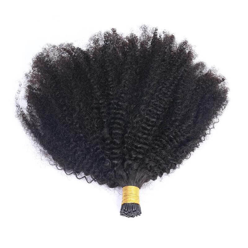 Afro Kinky Curly Coily Microlinks I Tip Hair Extensions Human Hair For Black Women 4B 4C Salon Brazilian Virgin Hair Pwigs