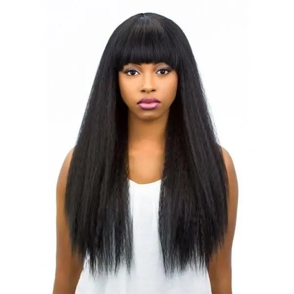 Pre Plucked Human Hair Lace Wigs With Bangs Italian Yaki Human Hair Wigs for Black Women with Baby Hair