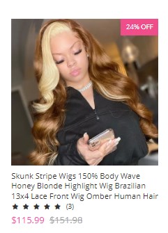 Skunk Stripe Wigs 150% Body Wave Honey Blonde Highlight Wig Brazilian 13x4 Lace Front Wig Omber Human Hair Wigs Part Lace Wigs For Women