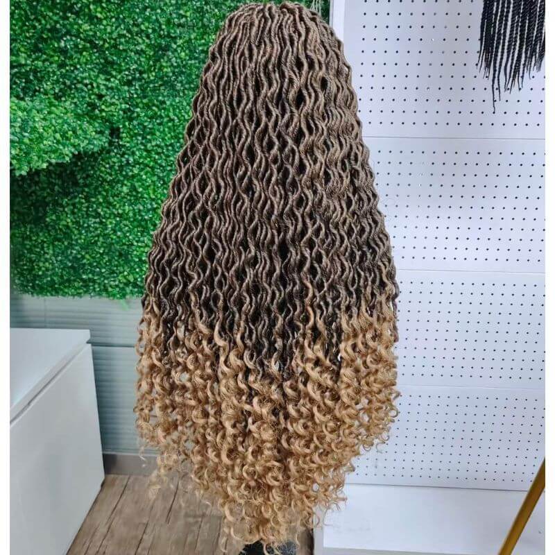 Synthetic Braiding Hair for Black Women Crochet Braid Black and Ombre Brown Lace Front Wig Afro Twist Braid Hair Pre Stretch