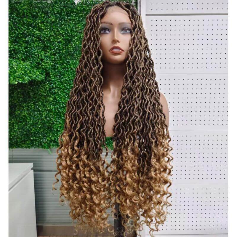 Synthetic Braiding Hair for Black Women Crochet Braid Black and Ombre Brown Lace Front Wig Afro Twist Braid Hair Pre Stretch