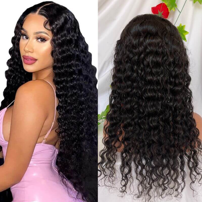 4X4 Silk Top Full Lace Wigs Human Hair Wigs  Deep Wave 150% Density Pre-Plucked Natural Hairline For Women
