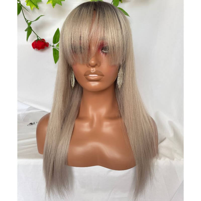 Ombre Grey Sliver Lace Front Wig Human Hair 150% Straight Grey Human Hair Wig Brazilian Ombre Remy Human Hair Wigs Silver Gray Lace Front Wig