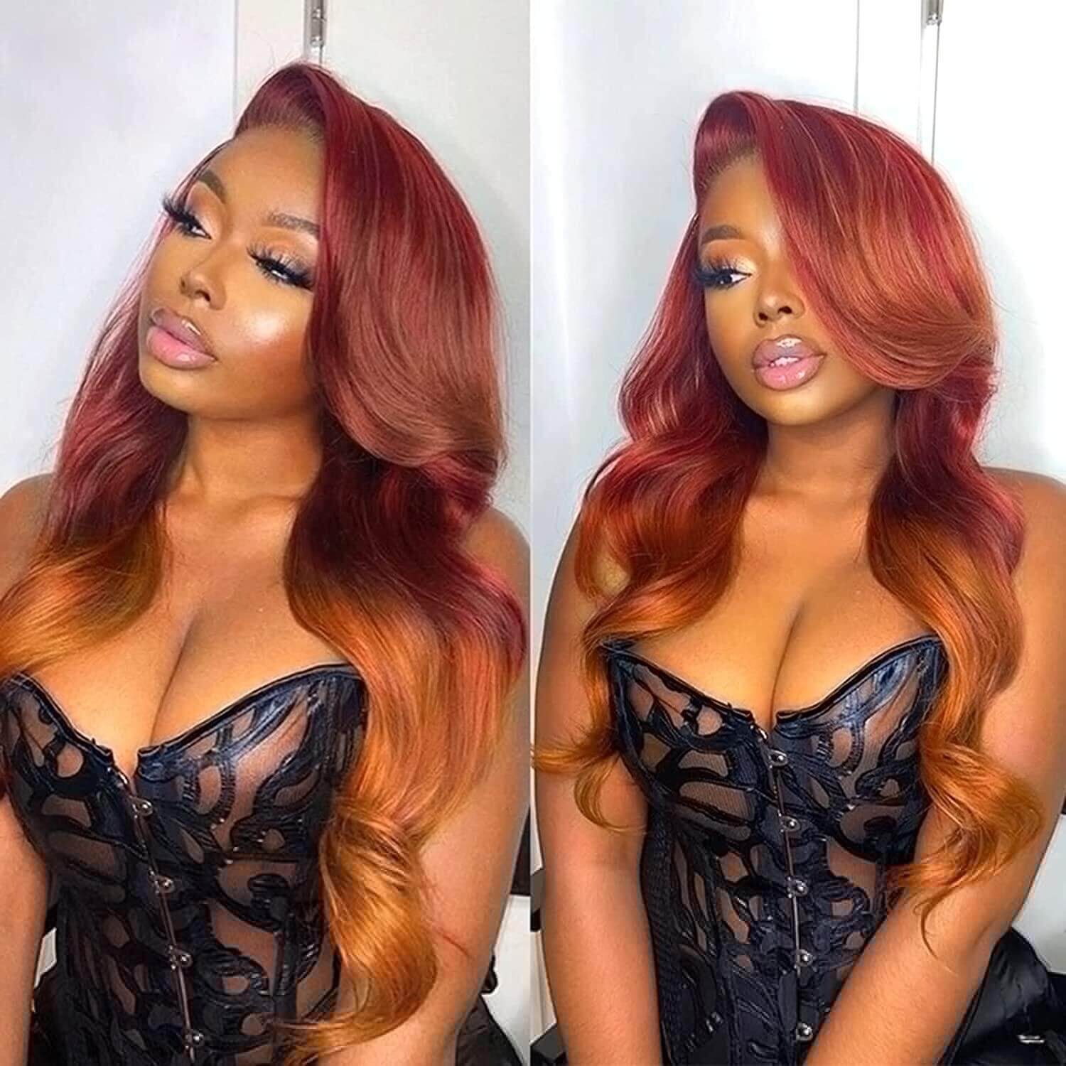Ombre Body Wave Human Hair Wigs for Black Women Ombre Red Orange Ginger Glueless Wigs Human Hair Pre Plucked 150% Density HD Lace Front Wigs Human Hair Body Wave Frontal Wigs Human Hair Pwigs