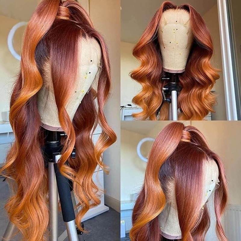 Body Wave Pink Ombre Lace Front Wig Brazilian Remy Loose Wave Colored Human Hair Wigs For Women 150%