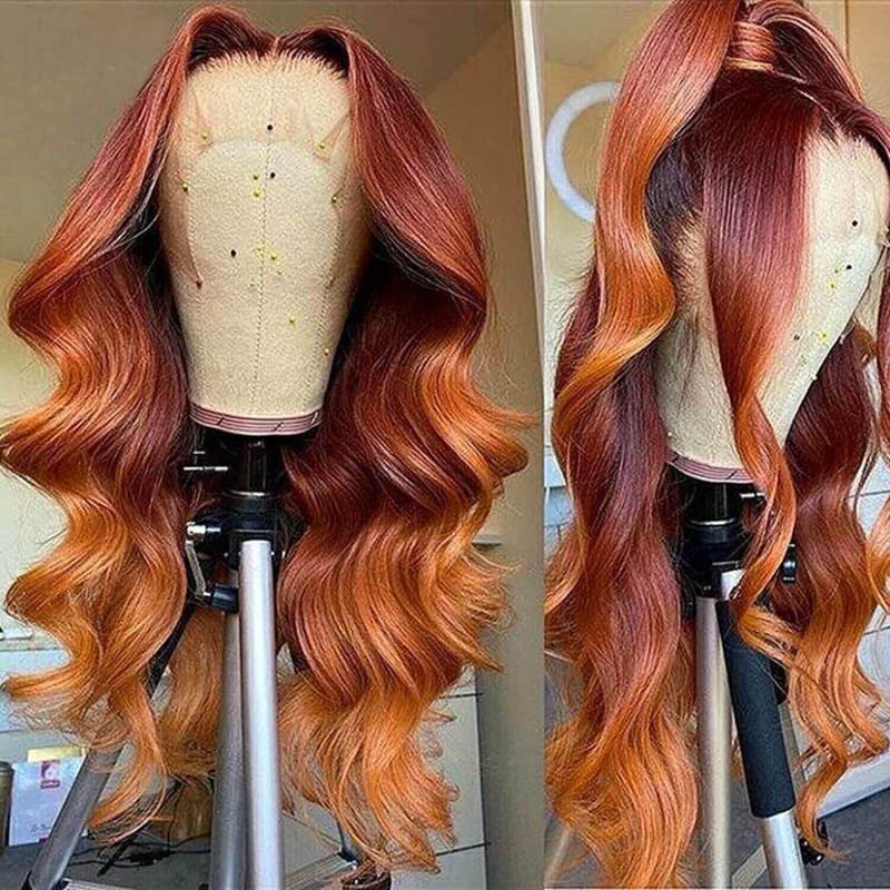 Body Wave Pink Ombre Lace Front Wig Brazilian Remy Loose Wave Colored Human Hair Wigs For Women 150%