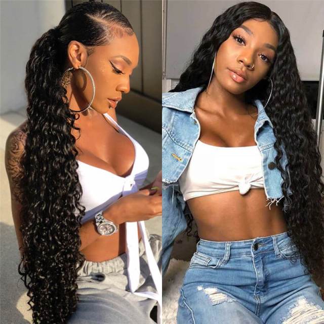 360 Lace Frontal Wig Human Hair 150% Density Glueless Deep Wave Wig Beauty Supply For Sale