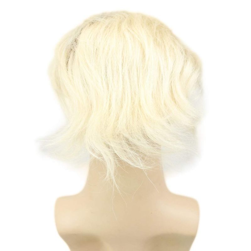 Ombre T60 Platinum Blonde and Black 6-7 Inch 100% Human Hair Men's Toupee Super Thin Mono Lace with PU Around Ombre Blonde 60 Color10" x 8" Toupee
