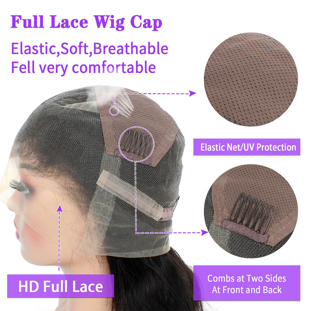 Full Lace Wigs Indian Hair Pre-Plucked Natural Hair Line with Baby Hair 150% Density Wig With Natural Baby Hair Bleached Knots Human Hair